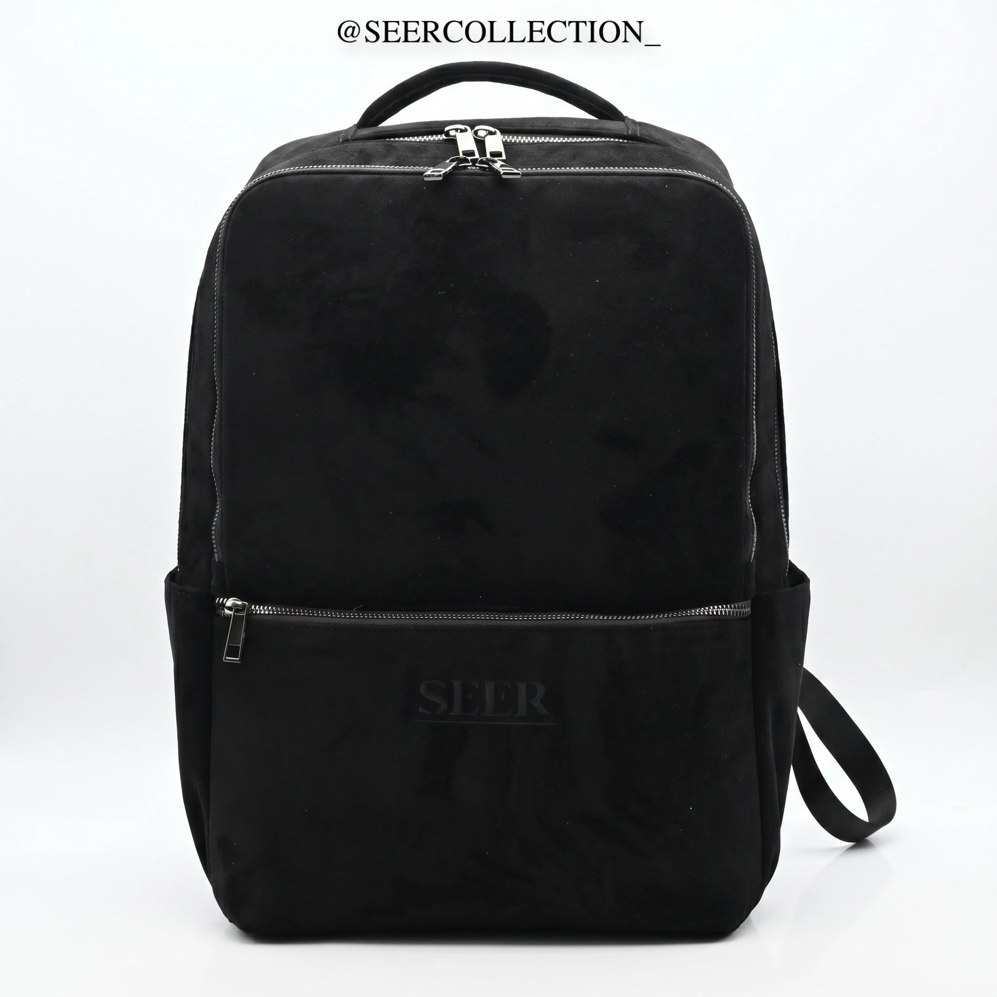 SEER "New Heart" Matte Black Suede Backpack